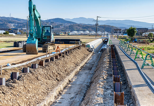 農業土木工事における農業環境を支えるインフラ構築イメージ写真